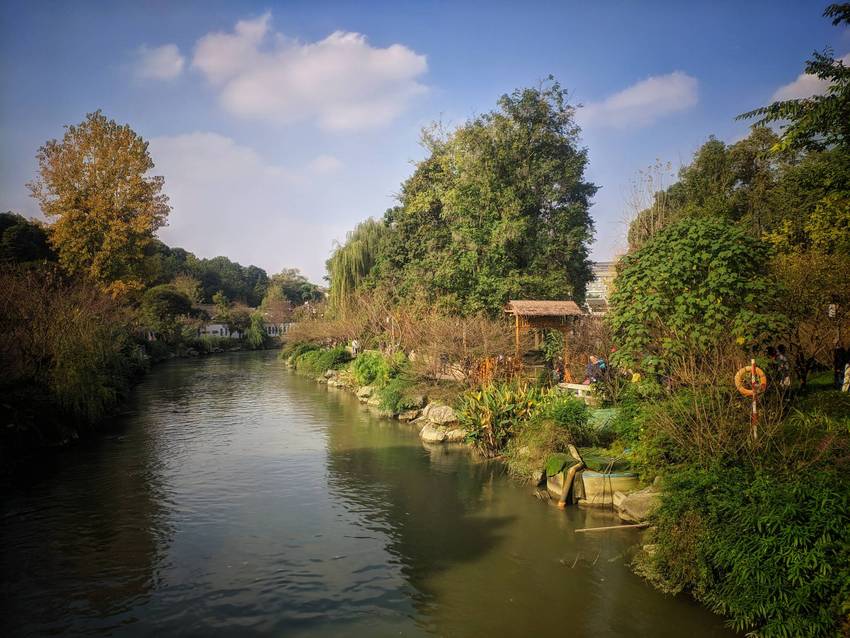 冬日暖阳，浣花溪公园晒太阳