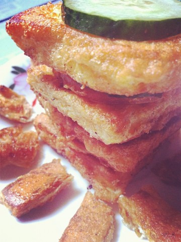 简单营养早餐黄金土司夹火腿