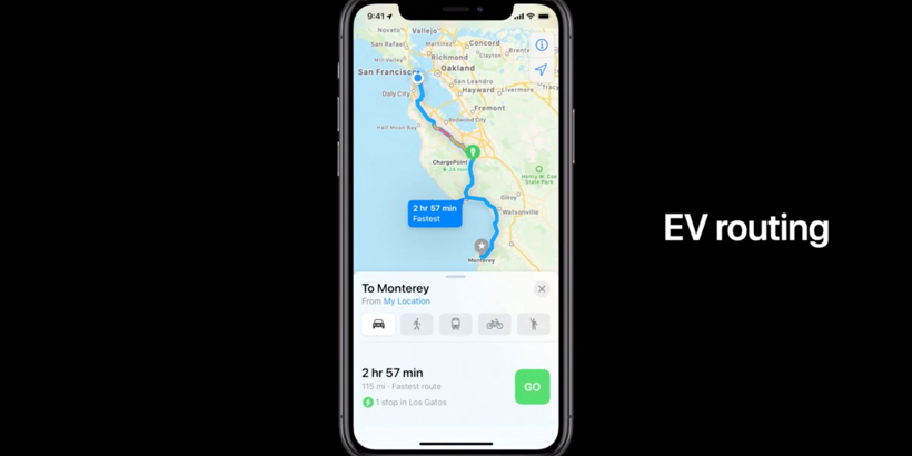 苹果更新至iOS14系统地图应用增加电动汽车充电路线