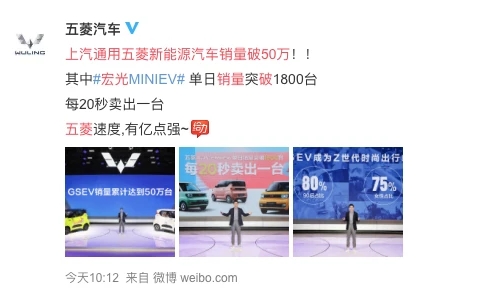 秒杀特斯拉？五菱新能源汽车销量破50万：功劳都是这个小家伙的