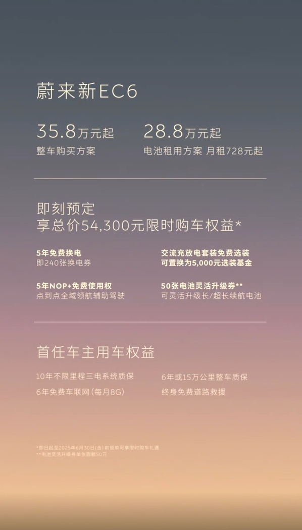 蔚来新ES6新EC6上市将5月20日开启交付