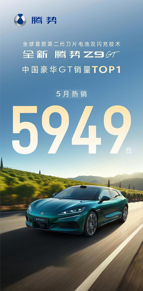 全新腾势Z9GT5月热销5949台，连续两月蝉联销量TOP1