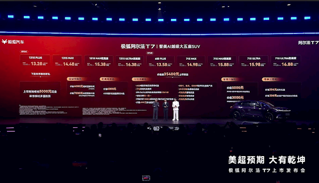 13.28万元起！极狐阿尔法T7上市：全系宁德电池715km续航